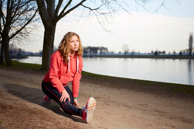 Woman exercises in outdoor