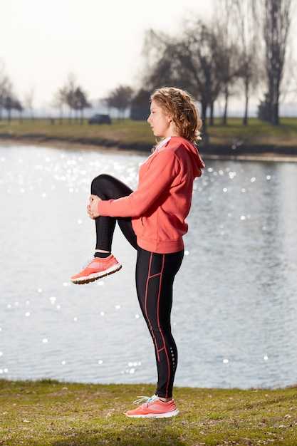 Woman exercises in outdoor