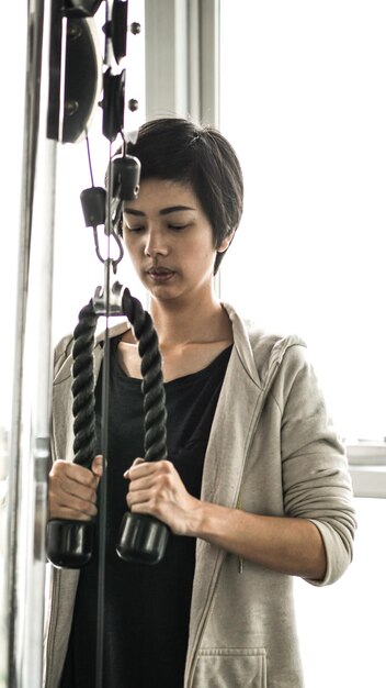 Woman exercising at gym