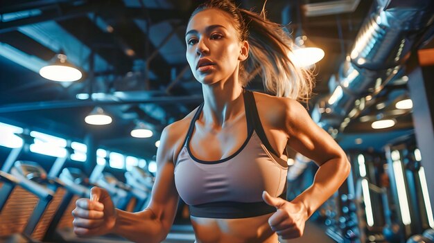 Woman Exercising in a Modern Gym