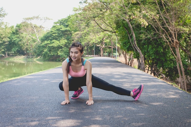 Woman exercising in the park.