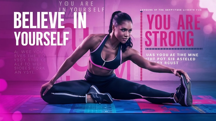 Photo woman exercising on stretching mat