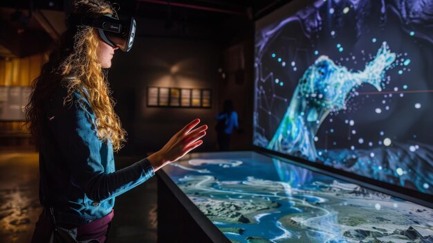 Photo woman experiencing virtual reality