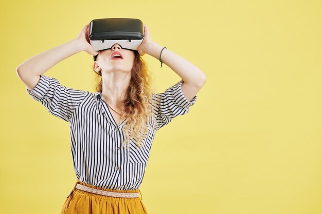 Woman exploring virtual reality