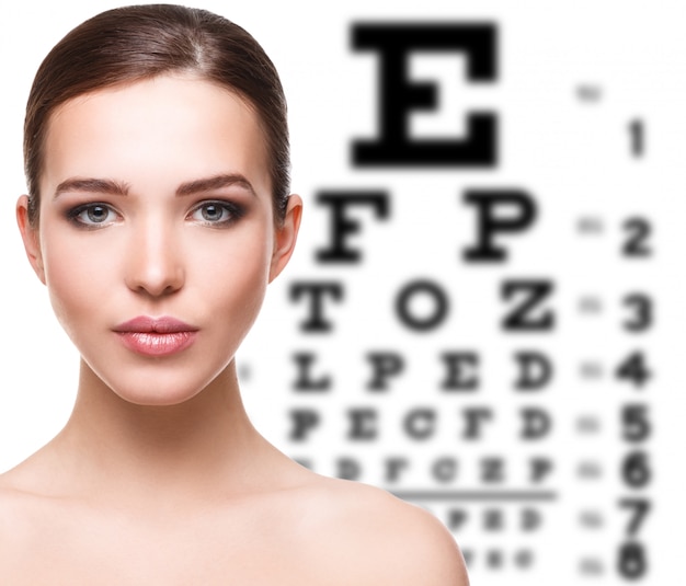 Woman and eye chart