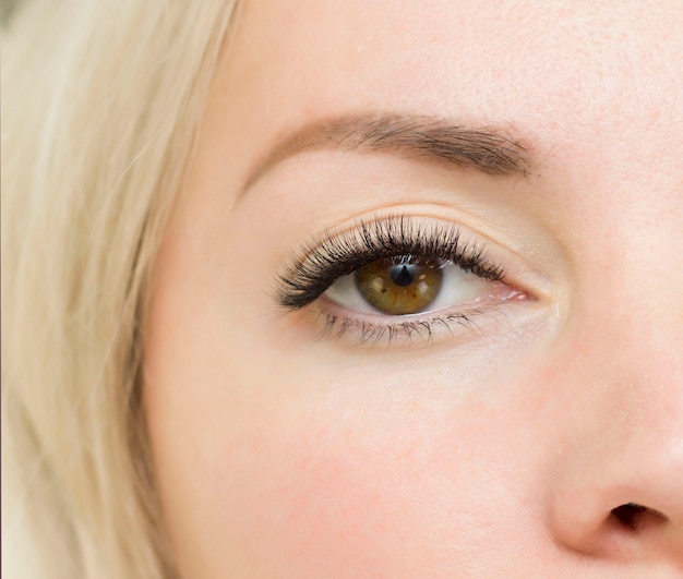 Woman Eye with Long Blue Eyelashes