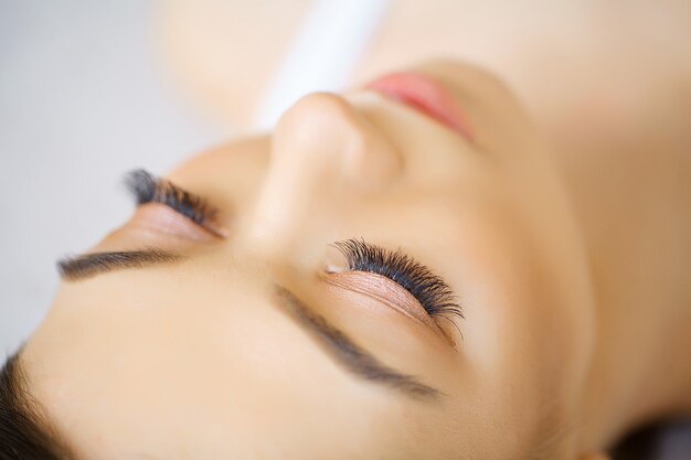 Woman Eye with Long Eyelashes. Eyelash Extension