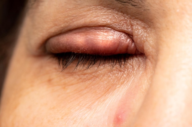 Woman eye with stye in her eyelid