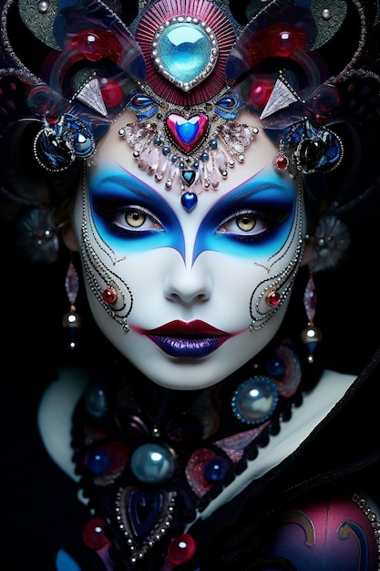 woman face of gorgeous queen of clown