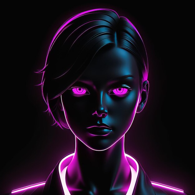 woman face neon glow of female face woman face neon glow of female face