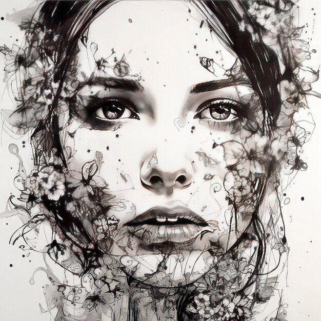 Woman face portrait Abstract watercolor