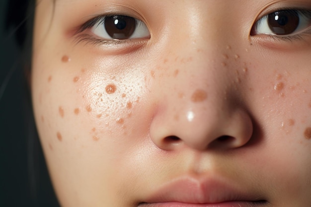 사진 피부 감염 증상이 있는 여성 얼굴