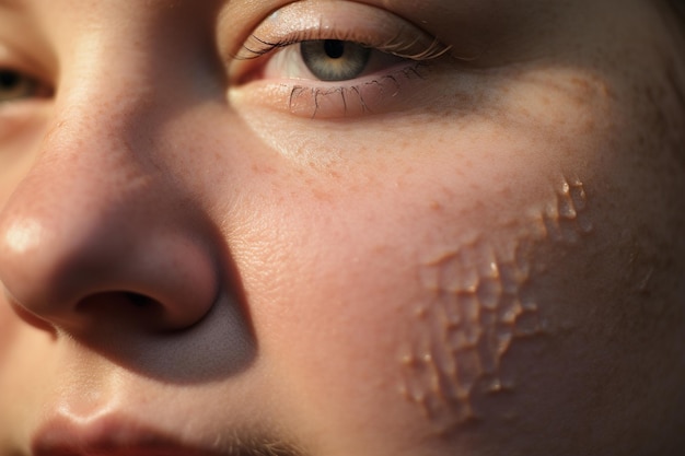 Фото Женское лицо с симптомами инфекции кожи
