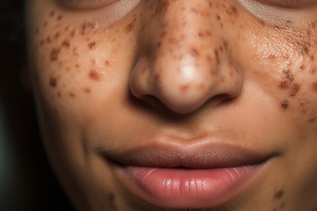 Woman face with symptoms of skin Infection