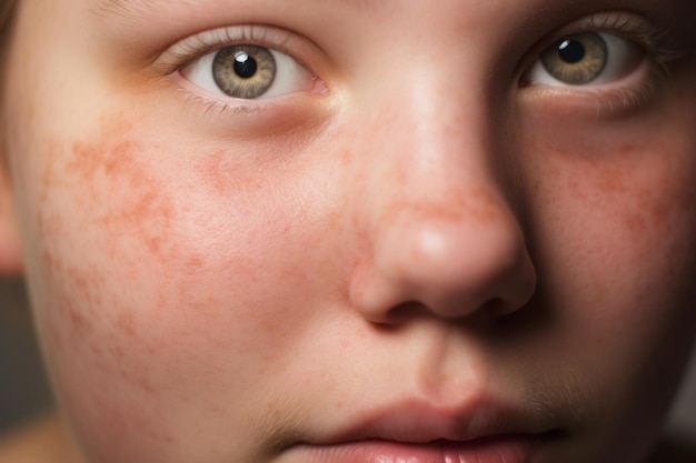 皮膚感染症の症状を示す女性の顔