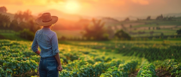 A woman farmer in the fields of her farm