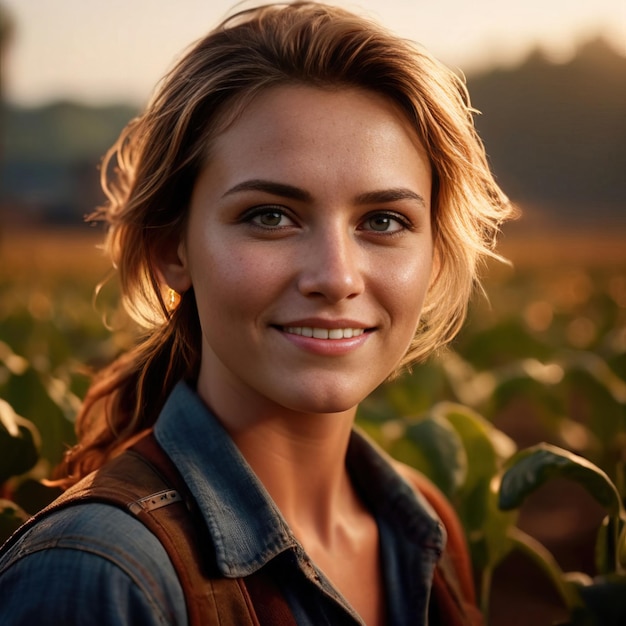 Foto donna contadina sorridente