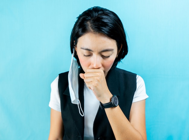 Woman feel sick and wearing health masks