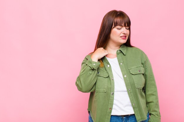 Woman feeling stressed, anxious, tired and frustrated, pulling shirt neck, looking frustrated with problem