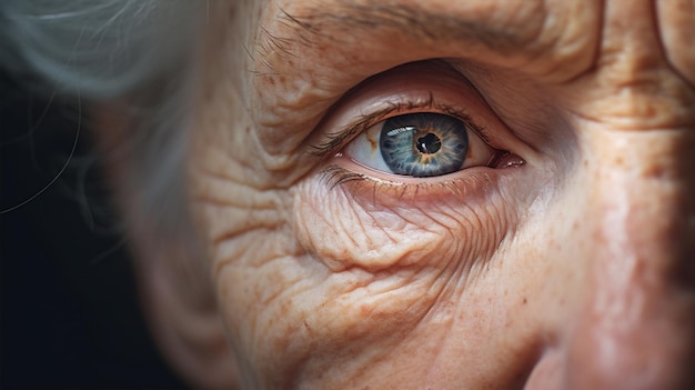Woman female face skin sad portrait senior closeup eye grandmother looking lady old wrinkled individuality
