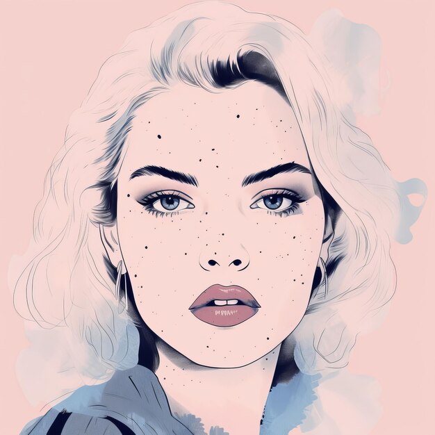 Foto donna femmina giovane adulto ragazza astratto volto minimalista ritratto copertina dell'illustrazione generata digitale