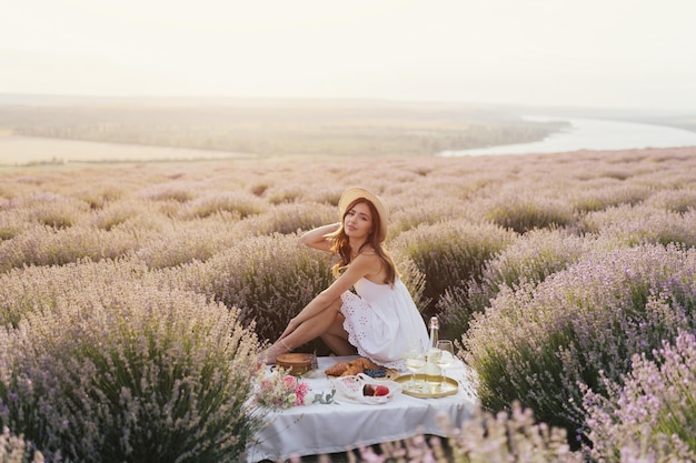 Woman in a field of lavender