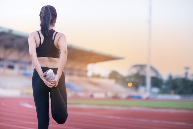 Woman fit in the stadium