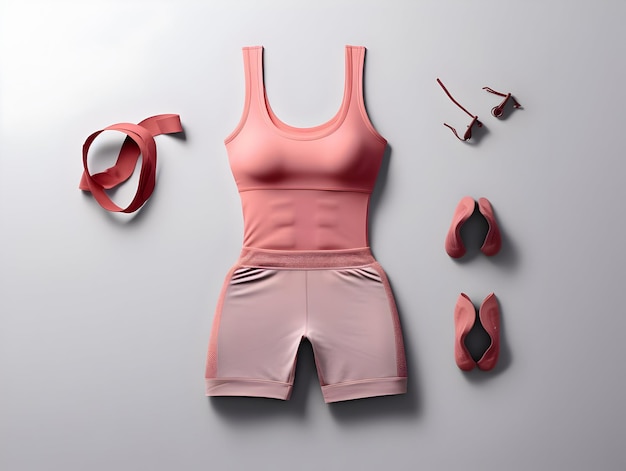Woman fitness suit mockup 3D woman fitness suit mockup female gym and sport suit mockup
