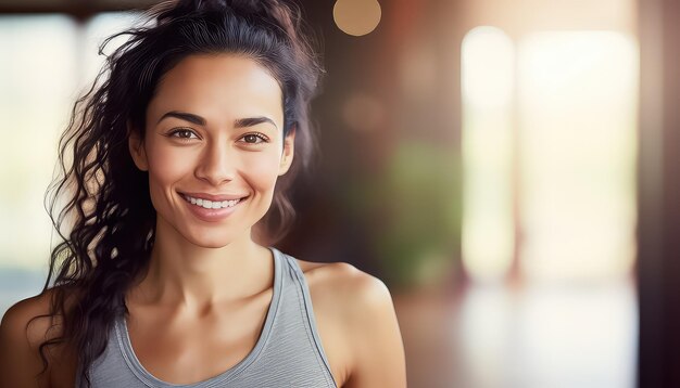 Photo woman fitness trainer in gym