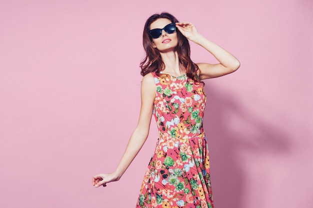 Woman in floral dress