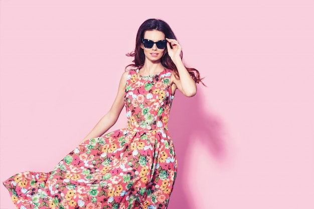 Woman in floral dress