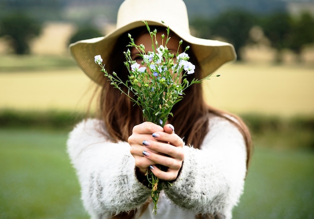 Woman and flowers