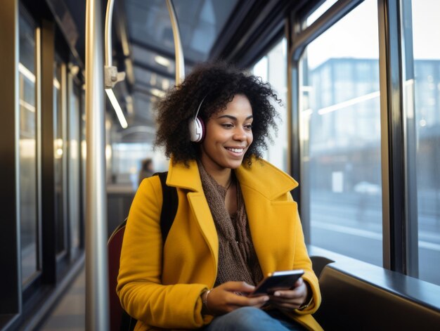 Photo woman from colombia using smartphone for online communication