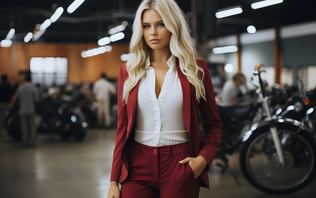 Woman in front of sport car