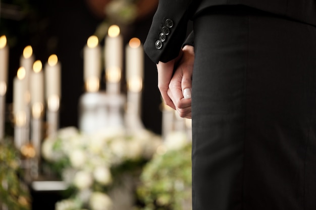 Woman at funeral