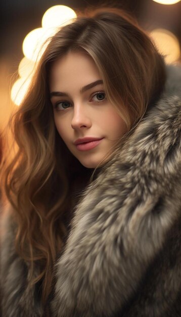 a woman in a fur coat with long blonde hair and a long brown hair.