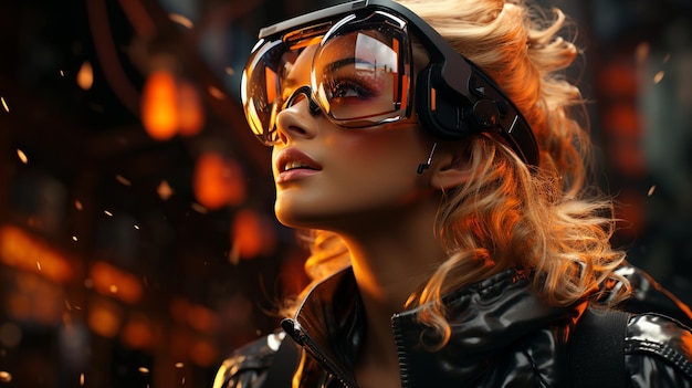 woman in futuristic glasses