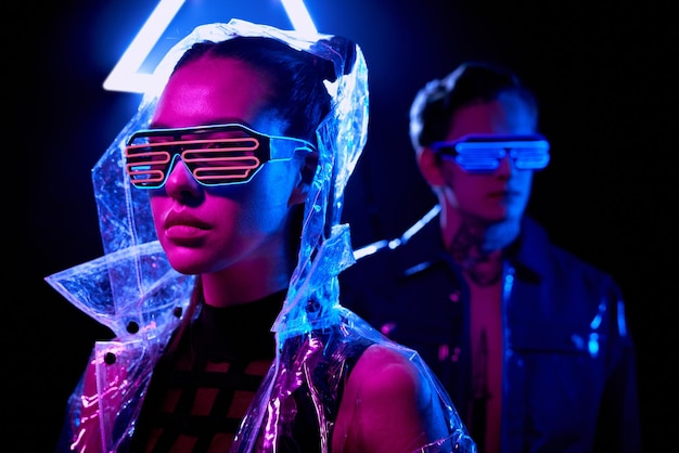 Woman in futuristic goggles