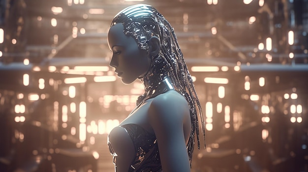 A woman in a futuristic outfit Generative AI Art