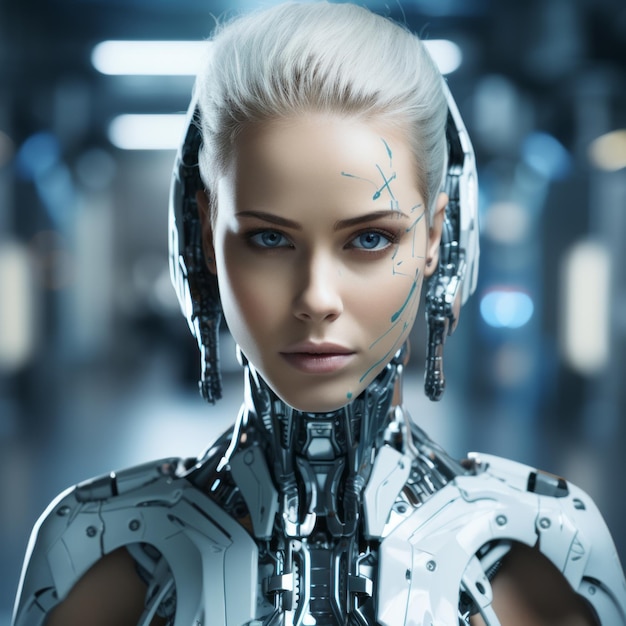 a woman in a futuristic robot suit