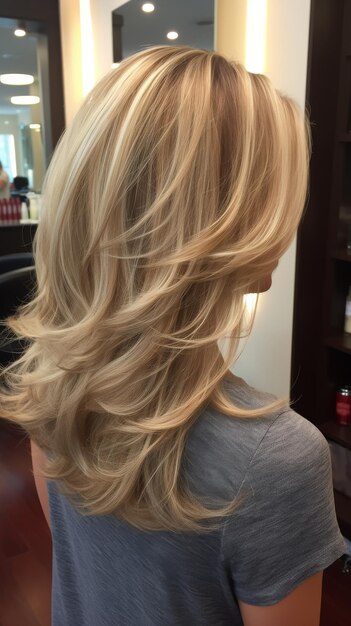 Woman Getting Blonde Hair Styled in Salon