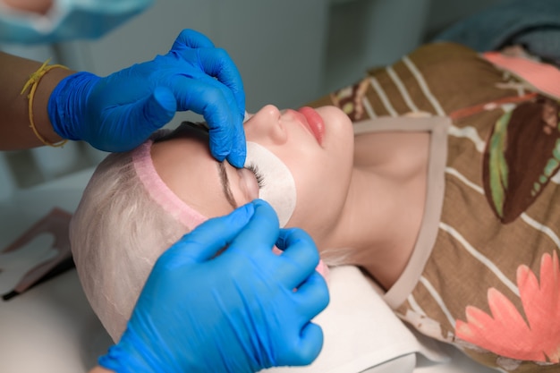 Woman getting an eyelash extension