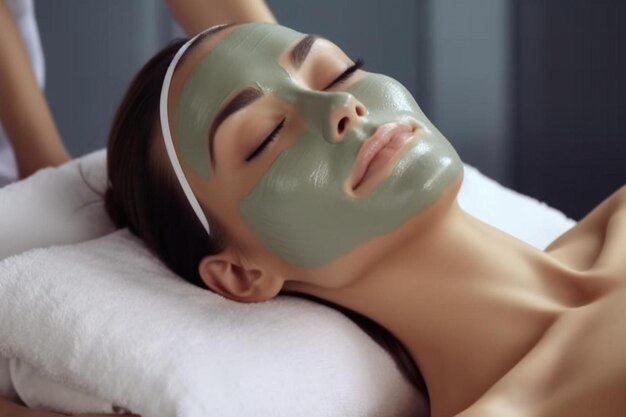 Photo a woman getting a facial mask at a spa