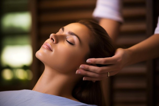 a woman getting a facial massage at a spa