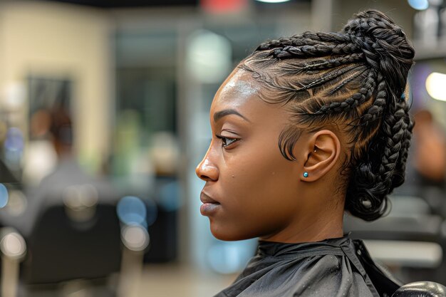 Woman Getting Hair Done at Salon