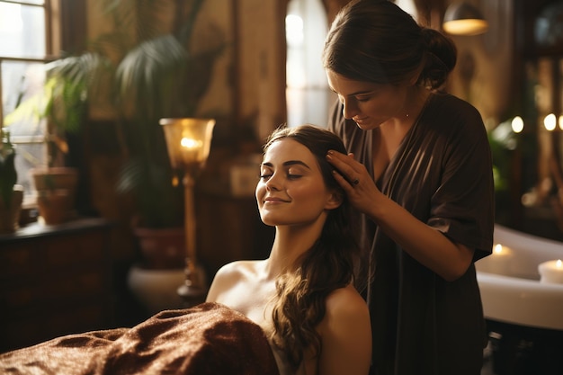 Woman Getting Hair Styled by Stylist