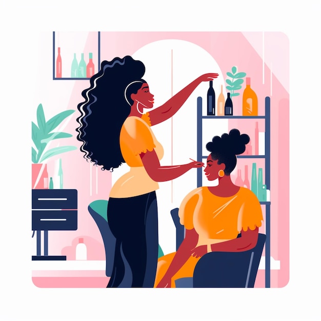 Photo a woman getting her hair done by a hairdresser in a salon generative ai