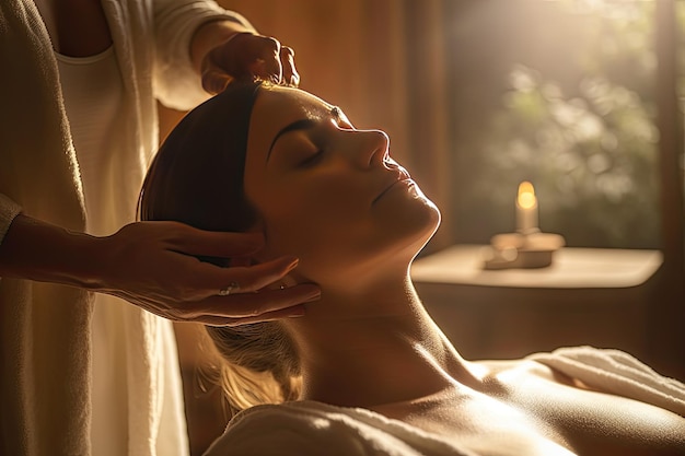 A woman getting her hair washed at a spa Generative Ai