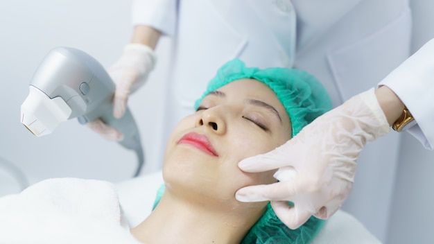 Woman getting Hifu spa treatment