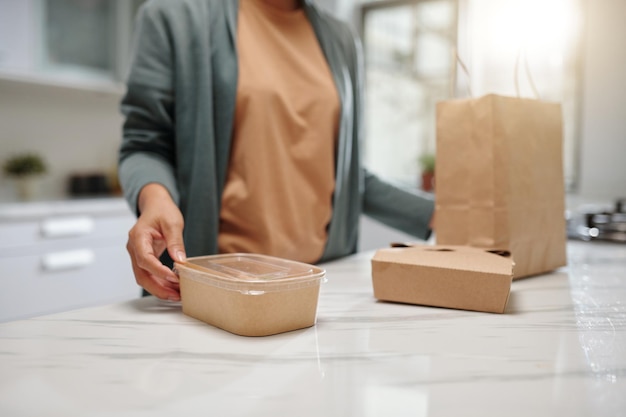 Woman Getting Lucnh Delivery